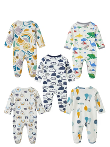 Baby Romper 1pc Gender-<b>Neutral</b> Unisex Footed Romper <b>Print</b> All-Season 0-9 Months Newborn Single Button Closure Cotton Breathable - Product Image 3