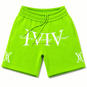 Shorts brodés avec logo personnalisé, en coton French Terry de haute qualité, avec patchs cousus, shorts délavés et usés pour hommes - Product Image 3