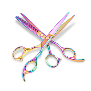 Juego de Tijeras de Peluquería Profesionales Multicolores, 2 Piezas, Tijeras de Acero Inoxidable para Cortar el Cabello con Logotipo Personalizado - Product Image 1