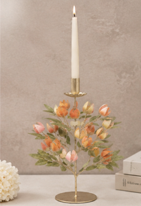 Porte-bougie en métal en forme d'arbre floral avec support pour bougie conique, design de branche botanique, centre de table décoratif pour la maison - Product Image 4