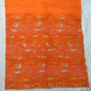 Tissu en dentelle filet nigérian de luxe de haute qualité, 5 yards, broderie, respirant, antistatique, polyester/coton, poids moyen - Product Image 1