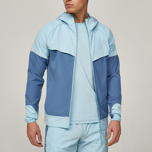 Ensemble short et veste à capuche pour homme, couleur unie, coupe sport, léger, respirant, en nylon, coupe-vent, pour l'hiver - Product Image 2
