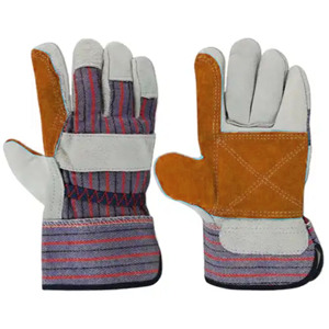 Piel de vacuno duradera de uso general de gran venta con palma de cuero serraje, forro de algodón y forro polar de jersey, y parte trasera de tela 100% algodón. - Product Image 5