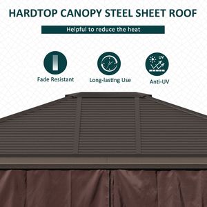 10FT X 12FT Elegant Hardtop Gazebo with <b>Curtains</b> Netting <b>Single</b> Roof Canopy Aluminum Frame Elegant Pavilion Metal Wood Frame - Product Image 4
