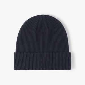 Harry Johnson Unisex <b>Navy</b> Ribbed Knit Beanie <b>Hat</b> 100% Acrylic Winter Casual Cuffed Design Adult Solid Color 56-58CM Character - Product Image 1