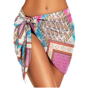 Pareo Boho Estampado para Mujer, Traje de Baño Ligero Tejido de 1 Pieza con Estampado de Frutas y Cuadros para Viaje - Product Image 1