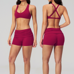 Conjunto Deportivo para Mujer, Sujetador Deportivo y Pantalones Cortos de Cintura Media, Ropa Deportiva Cómoda para Gimnasio, Ejercicio, Yoga y Entrenamiento - Product Image 2