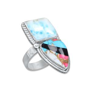แหวนโอปอลออโรร่าประดับพลอยหลากสี งานแฮนด์เมดสุดประณีต สำหรับผู้หญิง แหวนเงินแท้ 925 สไตล์โบฮีเมียน เหมาะสำหรับเป็นของขวัญ - Product Image 4