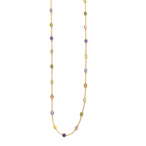 Collar de Moda Revalia Chapado en Oro Amarillo de 18K con Piedras Preciosas Multicolores de 18CTW, Collar Minimalista para Mujer con Cadena de Cuentas Coloridas - Product Image 2