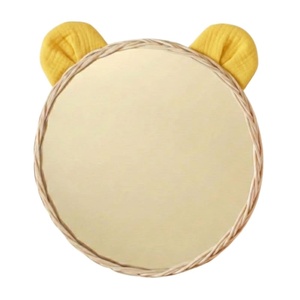 Espejo Redondo Colgante con Orejas de Oso de Tela, Muebles Infantiles, Decoración Redonda de Mimbre Tejido a Mano para Habitación Infantil, Venta al por Mayor - Product Image 3