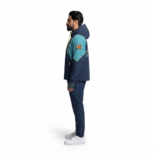 Survêtement coupe-vent personnalisé pour homme, en polyester, avec blocs de couleur, à capuche, pour le jogging, les sports de plein air, par Xelent Hunt Gear - Product Image 3