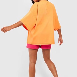 T-shirts amples unis pour femme, style streetwear, été, design personnalisé, en coton respirant, vente en gros, OEM, fournisseur de hauts décontractés pour femmes - Product Image 3