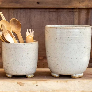 Speckled Ceramic <b>Utensil</b> <b>Holder</b> Raised Feet Design Matte Finish Thick Build Heat Resistant <b>Kitchen</b> Countertop Storage Organizer - Product Image 4