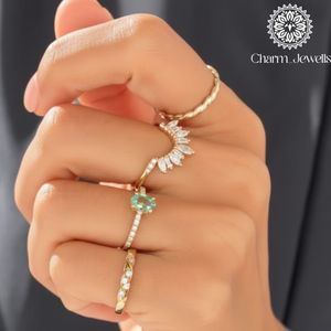 Anillo de Compromiso Charm Jewells con Moissanita Corte Marquesa en Forma de Flor, Engaste de Plata con Puntas, Clásico para Mujer, Certificado IGI, 3 GM - Product Image 3