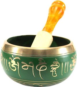 Bol chantant tibétain blanc avec motif Yin Yang et Lotus dorés, gong en bronze pour la méditation, le yoga et la pratique spirituelle - Product Image 2
