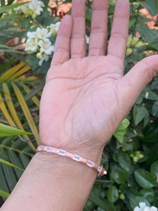 Natural Rose Quartz <b>Bangle</b> Bracelet 925 Sterling Silver Rose <b>Gold</b> Plated Emerald Cut Pink Gemstone Jewelry Wholesale Manufacture - Product Image 5