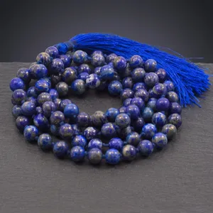 Jap Mala de prière de haute qualité à 109 perles en pierre de Lapis Lazuli et pierre de Chakra, semi-précieuse, artisanale, respectueuse de l'environnement, MOIN AGATE Gujarat - Product Image 4