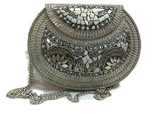 <b>Gold</b> Embellished Mosaic <b>Clutch</b> Sling Bag for Women | Vintage Ethnic Party Wear Purse <b>Gold</b> Party Wear <b>Clutch</b> Sling Bag for Women - Product Image 4