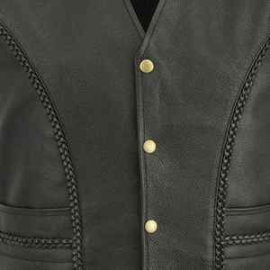 Chaleco de Motocicleta de Cuero Genuino para Hombre, con Correa Lateral Ajustable, Cierre de Cremallera, Ropa Exterior Cortavientos para Conducir en Invierno - Product Image 5