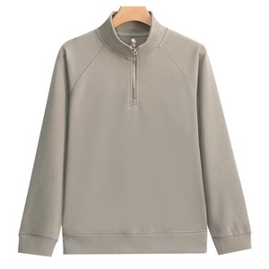 Pull à col zippé pour homme en coton épais, coupe oversize, broderie personnalisée, marque de luxe sur mesure, vente en gros - Product Image 4