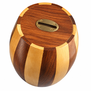 Tirelire en bois artisanale |   Tirelire décorative en forme de baril, tirelire rustique, décoration d'intérieur, cadeau pour enfants et adultes - Product Image 2