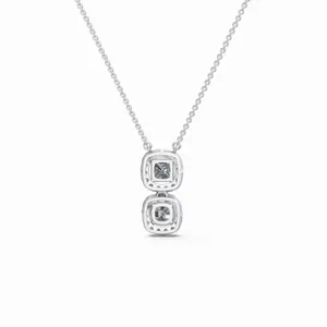 Pendentif pour femme en or blanc 18 carats avec diamant de laboratoire taille princesse et coussin, certifié IGI et clarté VVS, tendance pour mariage - Product Image 4