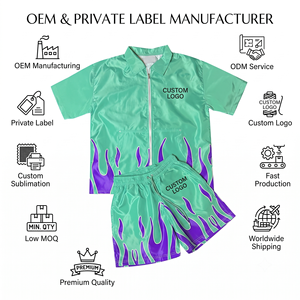 Manufacturer Custom <b>Men's</b> 100% Nylon Windbreaker <b>Jacket</b> and Shorts Set Embroidered Logo OEM Private Label Streetwear <b>Summer</b> - Product Image 6