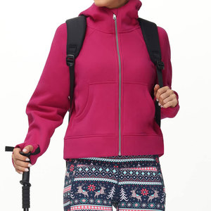 Chaqueta de Forro Polar con Capucha para Mujer, Manga Larga, Estampada, Transpirable, con Cierre, para Invierno, Forro de Nailon Rosa - Product Image 6