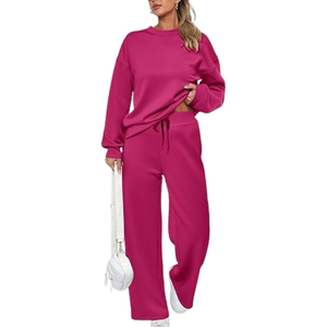 Conjunto Deportivo de Mujer, Cuello Redondo, Color Sólido, Manga Larga, Cintura Elástica, Corte Holgado, para Todas las Temporadas - Product Image 6