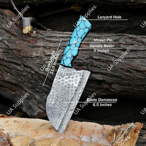 Cuchillo de carnicero serbio de acero de Damasco forjado de alta resistencia, ambidiestro, con mango ergonómico de resina, cortador de carne, cuchillos modernos OEM - Product Image 5