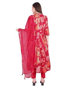 SAZU <b>Women</b> Floral <b>Kurta</b> Set with Dupatta Stylish Red <b>Kurta</b> Set Printed <b>Women</b> <b>Kurta</b> Set for Festive & Casual Wear Ethnic Wear - Product Image 2