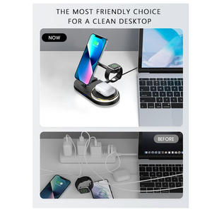 Station de charge magnétique <span class=keywords><strong>sans</strong></span> <span class=keywords><strong>fil</strong></span> 3 en 1, support de charge rapide <span class=keywords><strong>sans</strong></span> <span class=keywords><strong>fil</strong></span> 15w pour <span class=keywords><strong>Iphone</strong></span> Airpods <span class=keywords><strong>Apple</strong></span> Watch - Product Image 6