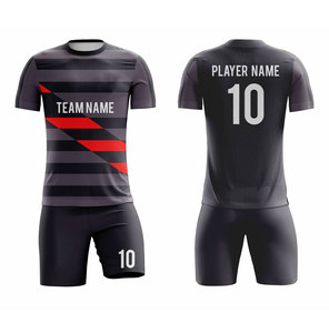 Conjunto de Camiseta de Fútbol Sublimada Personalizada, Diseño a Rayas, Absorbe la Humedad, 100% Poliéster, Unisex, Corte Atlético para Adultos, Manga Corta - Product Image 3