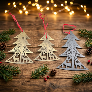 High Quality Golden Christmas <b>Tree</b> Metal <b>Ornament</b> for Decorations UV Printed Wholesale Rate-for Xmas Hanging <b>Ornament</b> - Product Image 5