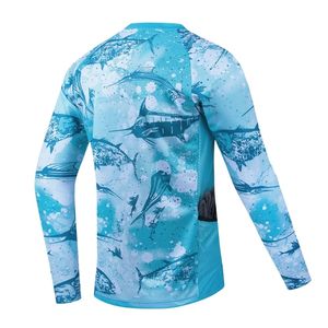 Camiseta de Pesca con Protección Solar Anti UV Sublimada de Diseño Personalizado OEM, Camiseta de Pesca UPF de Spandex/Poliéster que Absorbe la Humedad - Product Image 2