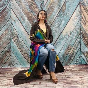Belle Nouveau Kimono Robe D'été Surdimensionné Vacances Look Boho Festival Bohème Boho Chic À La Mode Femmes Tie Dye Kimono - Product Image 5