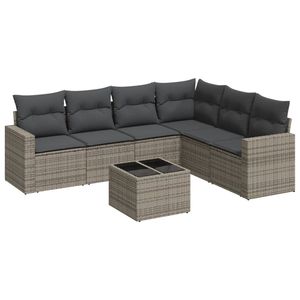 Mobilier d'extérieur de qualité supérieure en rotin PE gris et canapé de jardin en acier enduit de poudre avec verre trempé - Product Image 2