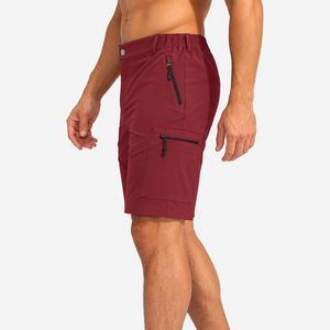 Pantalones Cortos Cargo Borgoña para Hombre, con Botones, Bolsillos con Cremallera, Largura hasta la Rodilla, Secado Rápido, Deportivos, Tácticos, para Viajes de Verano - Product Image 3