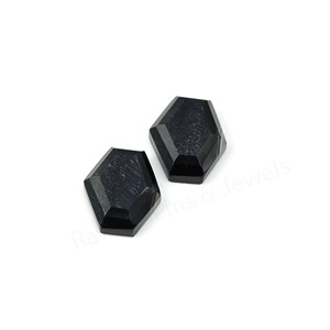 Obsidiana Negra Natural en Forma de Hexágono, Corte Escalonado, Alto Pulido, 10x16mm, Cabujón Suelto para Joyería, Juego de Colgantes y Pendientes - Product Image 4