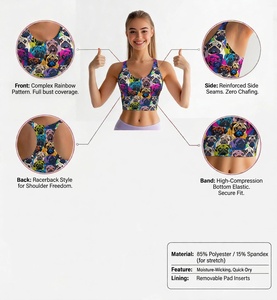 Sujetador deportivo para mujer con estampado animal, espalda cruzada, para gimnasio y yoga, antibacteriano, de secado rápido, ligero y transpirable en cuatro direcciones. - Product Image 6