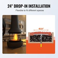 Poêle à foyer encastré de 24 pouces en acier inoxydable Brûleur à gaz propane naturel intérieur extérieur de 92,000 BTU à usage domestique