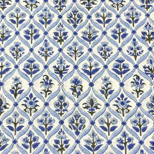 เสื้อคอวีผ้าฝ้ายพิมพ์ลายดอกไม้แบบแฮนด์บล็อก  แขนสามส่วน  ตกแต่งระบายลูกไม้ทำมือ  ซักได้  สไตล์ชิโนเซอรี  ธรรมชาติ - Product Image 4