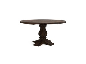 Elegant <b>Round</b> <b>Dining</b> <b>Table</b> <b>Solid</b> <b>Wood</b> with Artistic Pedestal Base Deep <b>Wood</b> Tone for <b>Dining</b> Room Restaurant Hotel Interior Desig - Product Image 3