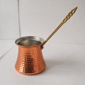 Cezve Ibrik en cuivre martelé fait main avec poignée en laiton, pour café turc, expresso arabe et grec, et chauffe-lait/beurre, ustensile de cuisine - Product Image 2