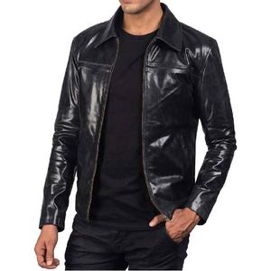 Chaqueta de Cuero con Cuello, Piel de Vacuno Auténtica, Cierre de Cremallera, Cuello Camisero, Puños Abiertos, Estilo Clásico, Personalizable de Primera Calidad - Product Image 2