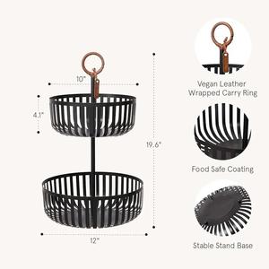 Panier à fruits élégant en fer pour cuisine, support décoratif en fil métallique pour comptoir de cuisine, table à manger, organisateur de rangement domestique - Product Image 2