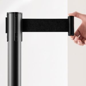 8 Pezzi Pali Divisori Retrattili in Acciaio al Carbonio Neri con Base Cava a Iniezione di Sabbia e Finitura Sabbiata - Product Image 6