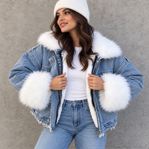 Chaqueta de Mezclilla con Peluche para Mujer – Abrigo de Invierno Estilo Urbano |   Forro de lana cálido |   Logotipo Personalizado |   Proveedor de Ropa de Boutique - Product Image 1