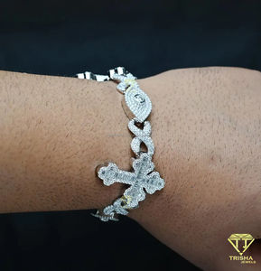 สร้อยข้อมือสุดหรูแบบ cross and Infinity Link พร้อม VVS Lab ปลูกด้วยเพชรไอซ์925เงินสเตอร์ลิง - Product Image 4