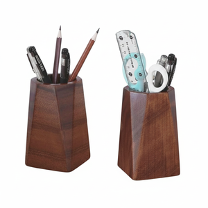 Porte-stylos et support à crayons en bois massif naturel fait main, design rond moderne, organisateur de bureau durable pour table de bureau - Product Image 5